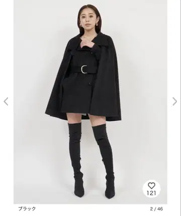 ROYAL PARTY 블랙 케이프 코트