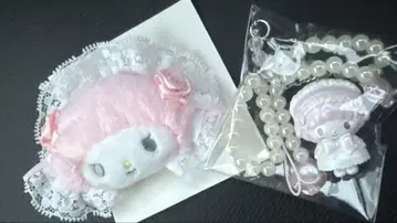 산리오 화이트 프릴 스트랩 헤어 클립 피아노 마이멜로디