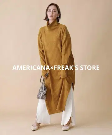 Americana 리브 사이드 지퍼 하이넥 원피스