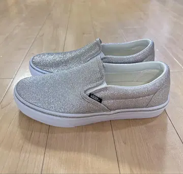 미사용 새상품 VANS 슬립온 실버 라메 글리터