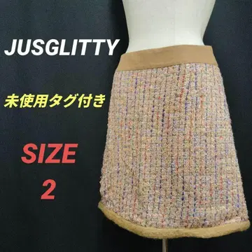 미사용 JUSGLITTY 트위드 라메 멀티 컬러 미니 스커트