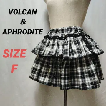 VOLCAN & APHRODITE 티어드 비둘기 아일렛 스커트 체크 블랙