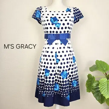 M'S GRACY 엠즈 그레이시 원피스 꽃무늬 리본 반팔 38 M