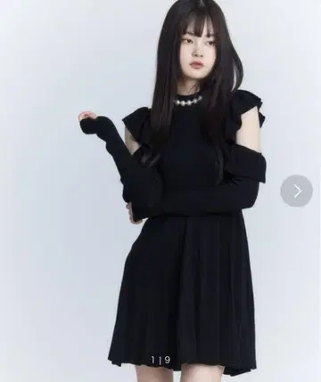 EIMY ISTOIRE 니트 원피스 블랙 어깨 트임