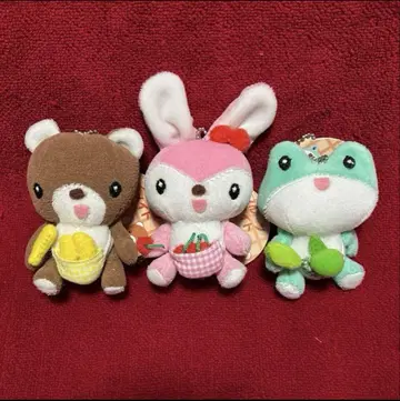 시나다 토끼 개구리 곰 마스코트 키링 봉제 인형 레트로 과일