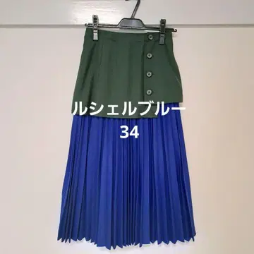 새상품급 르쉘 블루 플리츠 스커트 34 S