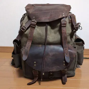 [ 핸드메이드 ] 부시크라프트 가죽 캔버스 백팩 45L
