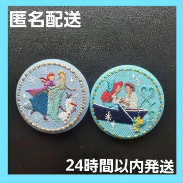 [ 새상품급 ] 디즈니 자수 캔뱃지 눈의 여왕 인어공주 2종 세트
