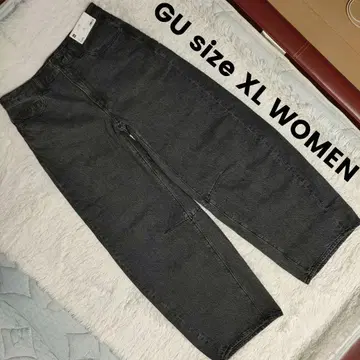 새상품 GU size XL WOMEN 배럴 레그 청바지 다크 그레이