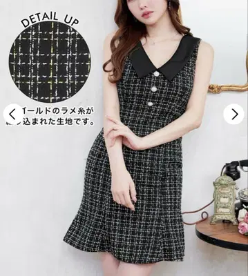 체크 무늬 V넥 드레스 M 사이즈