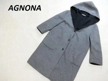 AGNONA 아뇨나 캐시미어 울 후디드 코트 그레이 44