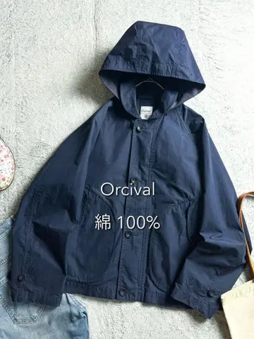 [ Orcival ] 면 100% 마운틴 후드티 집업 후데트 블루종