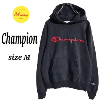 00s Champion 후디 스웨트 페이드 블랙 M Y2k
