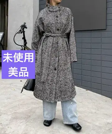 헤링본 무늬 하이넥 롱 코트 WHO'S WHO gallery