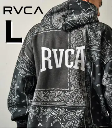 RVCA 미사용 새상품 반다나 패턴 후드티 L 사이즈 블랙