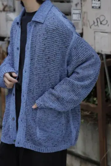 YOKE MESH KNITTED BUTTONED CARDIGAN