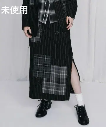 택 포함 미사용 [ Six M/식스엠 ] 패치워크 스커트