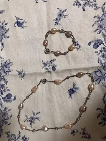QVC 진카네즈 담수 펄 멀티 컬러 목걸이와 팔찌 세트