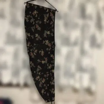 잎 패턴 프린트 랩 스커트