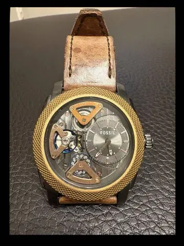 FOSSIL 자동 시계 골드 브라운