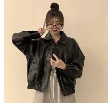 아무드 레더 재킷 블랙