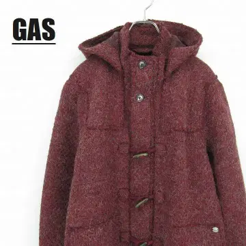 GAS 가스 울 더플 코트 와인 레드 루마니아산