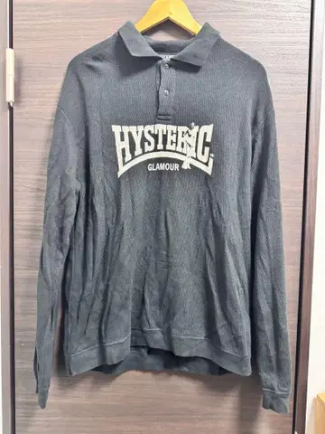 HYSTERIC GLAMOUR 블랙 긴팔 니트 피케 셔츠 L 사이즈