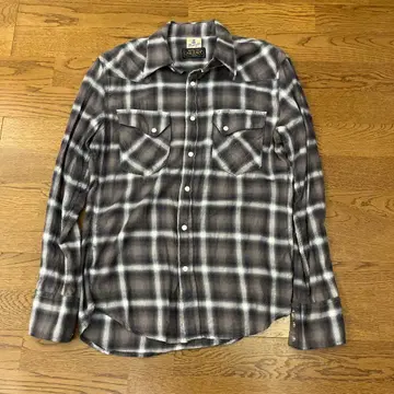 BEAMS Wrangler 그레이 계열 체크 플란넬 셔츠