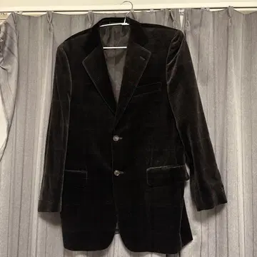 벨벳 체크 무늬 테일러드 자켓