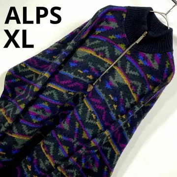 ALPS 알프스 메리노울 올 패턴 미국 빈티지 의류 하프 지퍼 하이넥