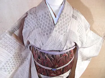 명주 기모노 (무늬) 화장 67 반기모노 순수 실크 새상품급