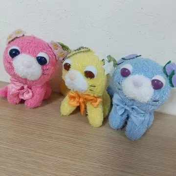 차 고양이 봉제 인형 키링 마스코트 세트
