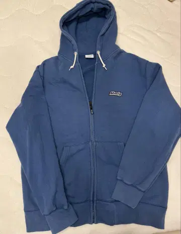 Mmlg 블루 풀 지퍼 후드티 L 사이즈