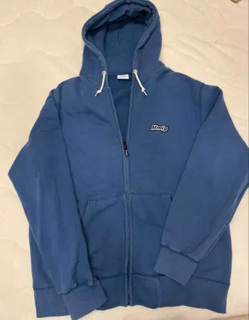 Mmlg 블루 풀 지퍼 후드티 L 사이즈