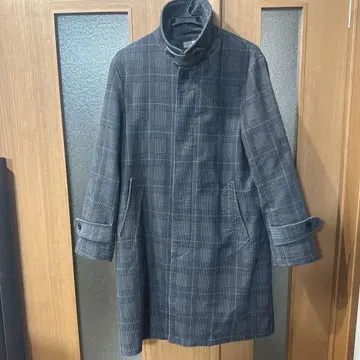 그레이 계열 체크 롱 코트 나노 유니버스