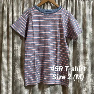45R 보더 무늬 반팔 티셔츠
