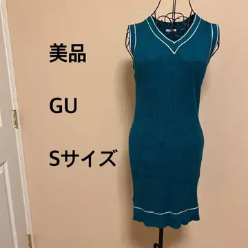 [새상품급] GU/여성용/원피스/슬리브리스/V넥/녹색/그린