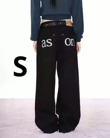 as'on ason 블랙 스트레이트 데님 팬츠