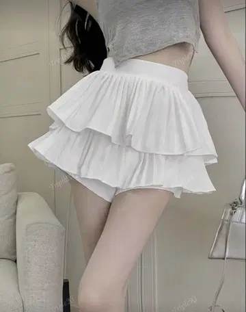 화이트 프릴 미니 스커트 숏팬츠 포함