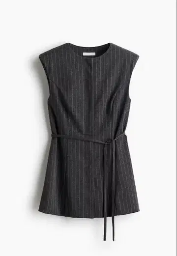 H&M 다크 그레이 스트라이프 슬리브리스 베스트