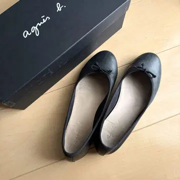 에네스베 천연 가죽 발레 슈즈 블랙 플랫슈즈 agnesb