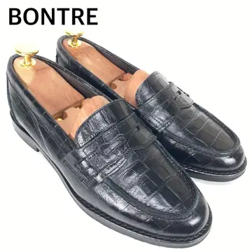 BONTRE 보트레 악어 엠보싱 가죽 코인 로퍼 페니 천연 가죽 블랙