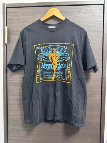 HYSTERIC GLAMOUR 블랙 프론트 프린트 T셔츠 L 사이즈