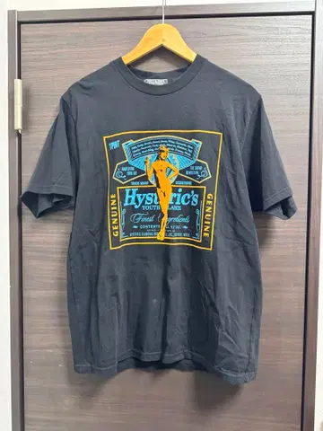 HYSTERIC GLAMOUR 블랙 프론트 프린트 T셔츠 L 사이즈