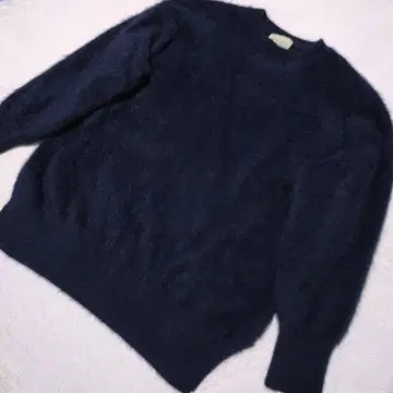 UNITED ARROWS 폭스 캐시미어 크루넥 니트 네이비