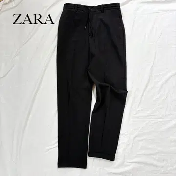 ZARA 자라 테이퍼드 팬츠 슬랙스 더블 허리밴딩 블랙 S
