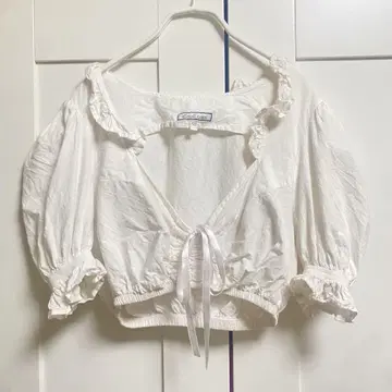 Vintage 반팔 티롤리안 블라우스 50 화이트