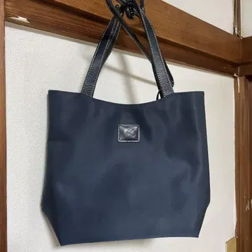 Kitamura 네이비 토트백 체크 파우치 포함