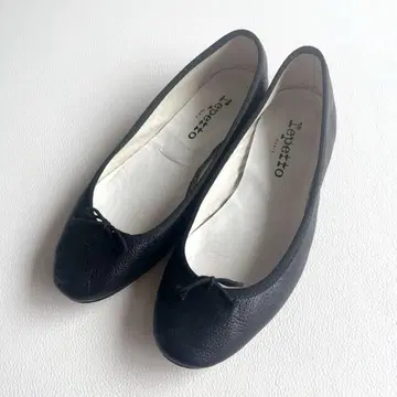Repetto 발레 슈즈 상드 리옹 가죽 리본 플랫 블랙