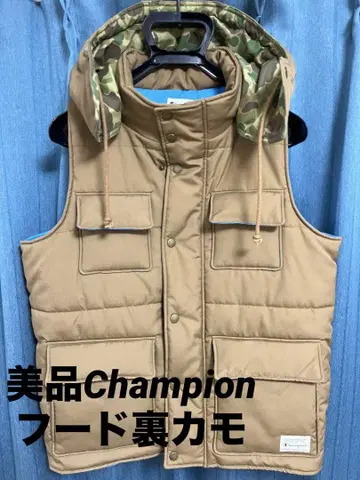[레어] Champion 후드 카모 베스트 L 카멜 마지막 사진 색상!